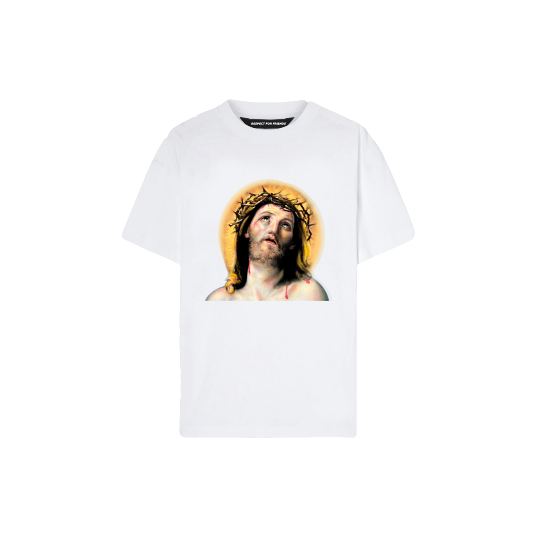 T-SHIRT BIANCA CON STAMPA "JESUS"