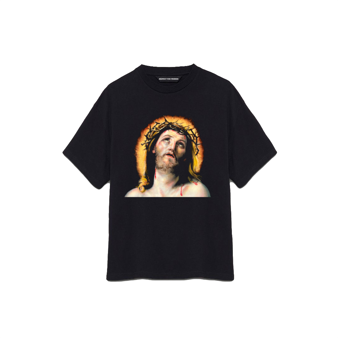 T-SHIRT NERA CON STAMPA "JESUS"