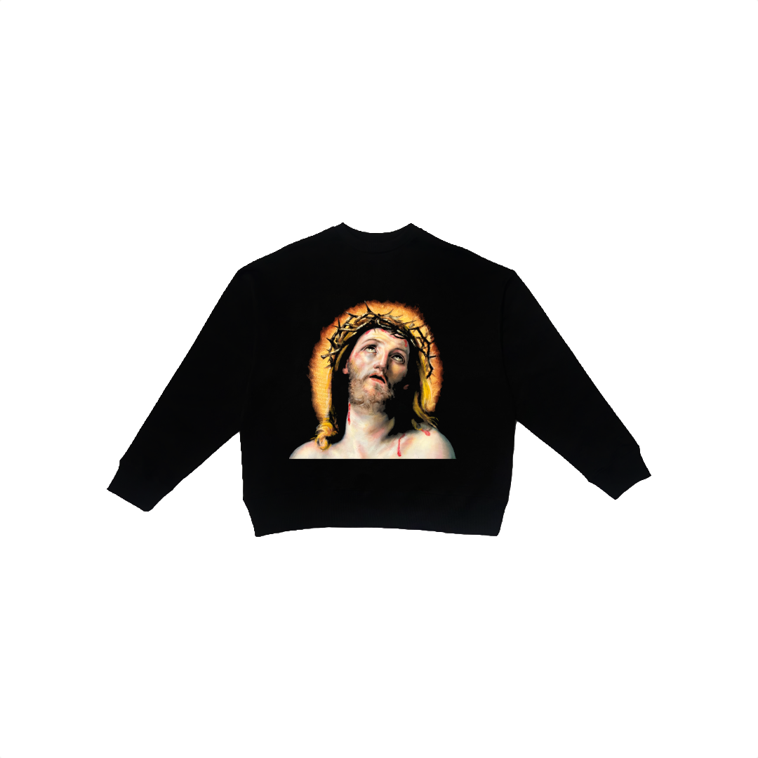 FELPA NERA CON STAMPA "JESUS"